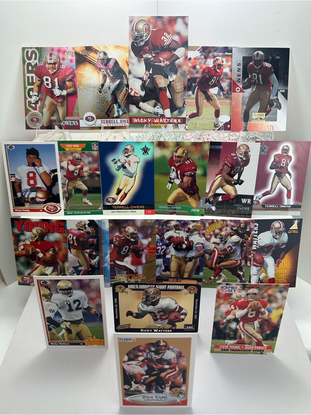 Terrell Owens/Steve Young/Ricky Watters 49ers 90’s lot of 21